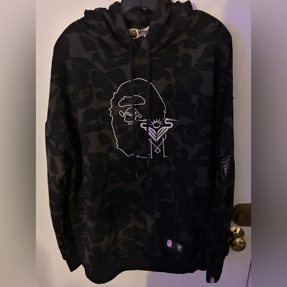 Black BAPE x Inter Miami CF Camo Pullover Hoodie